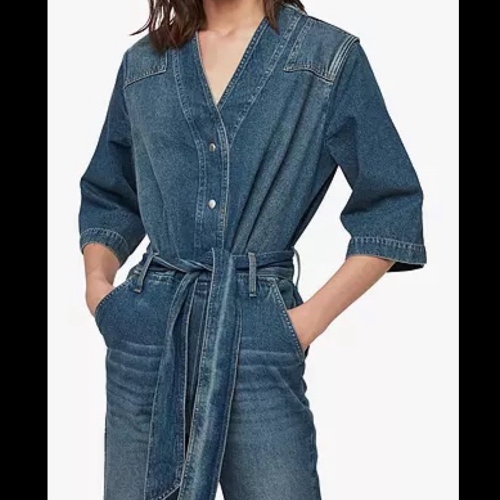 AllSaints Denim Utility Jumpsuit, Washed Indigo